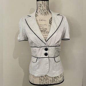 Black and White Pinstripe Top / Blazer - Medium